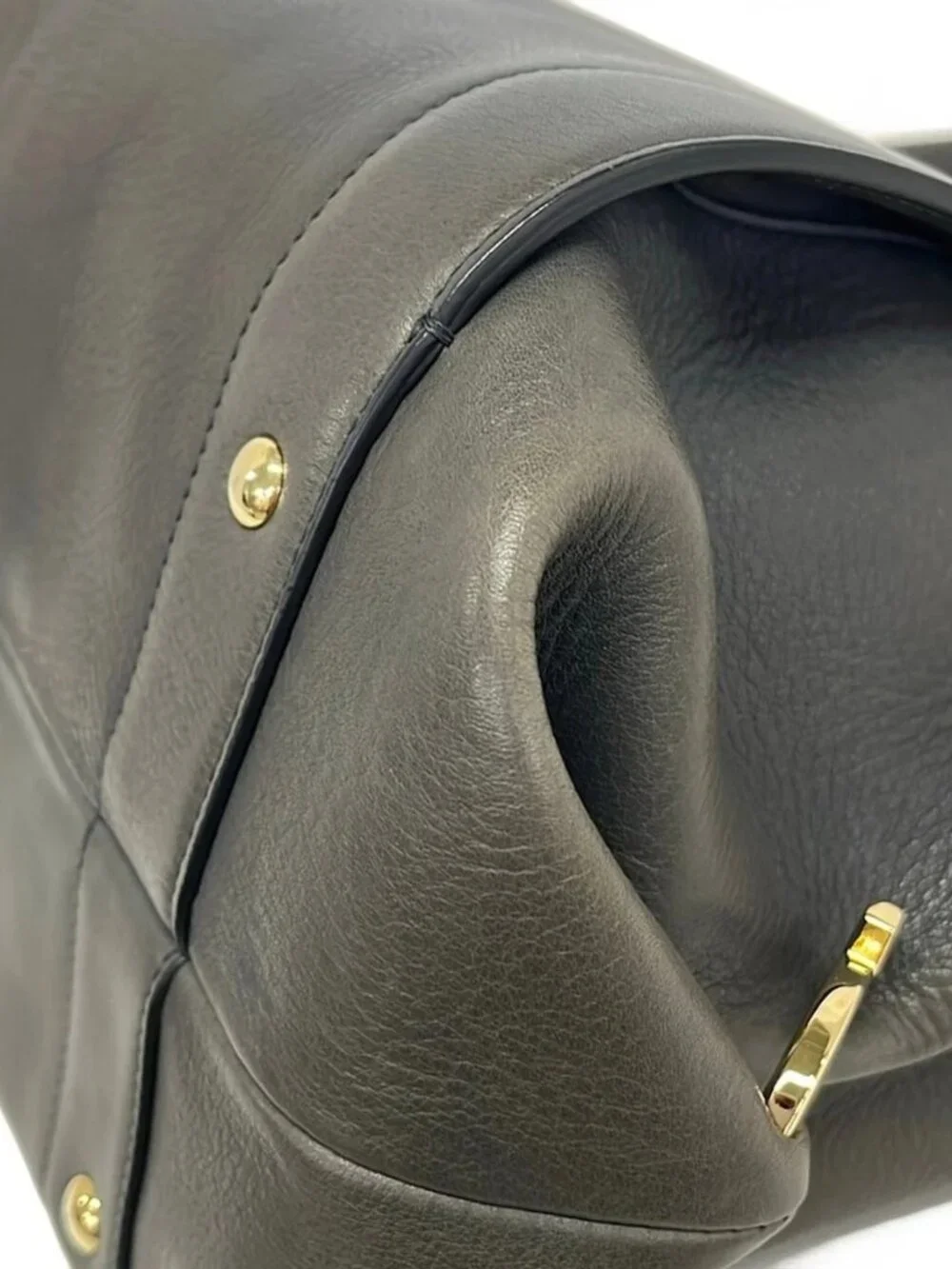 Salvatore Ferragamo EZ-21 G187 Dark Navy Gray Leather Tote Bag